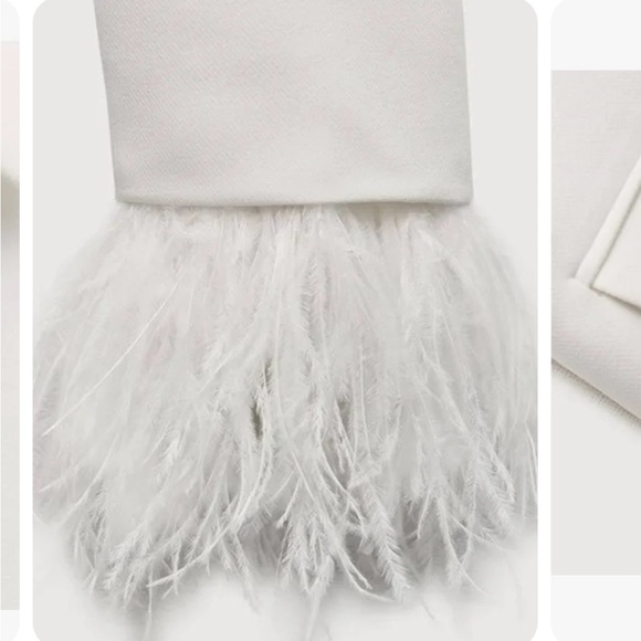 ZW COLLECTION FEATHERED CROPPED BLAZER AND PANTS -2 PCS- ECRU - Picture 11 of 13